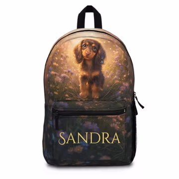 Custom Name Dachshund Backpack, Personalized Doxie Dog School Bag, Doxie Vibe
