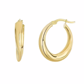 13/16" Graduated Polished Oval Hoop Earrings Real 14K Yellow Gold 2.3gr