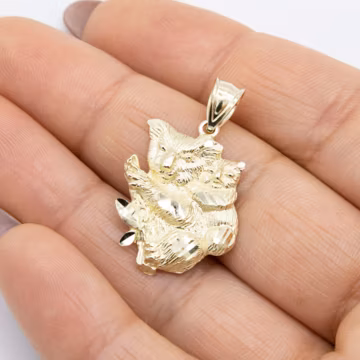 1 1/4" Diamond Cut Koala Pendant Real 10K Solid Yellow Gold
