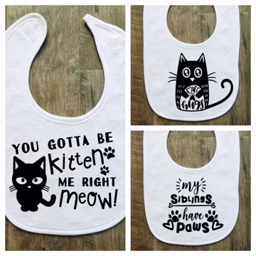 Purrrfect Pack - 3 Pack of Baby Bibs - Cat Lovers - You Gotta Be Kitten Me Right Meow - Free Hugs - My Siblings Have Paws - Baby Shower Gift