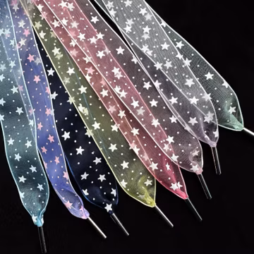 25mm Star Chiffon Shoelaces With Metal Ends