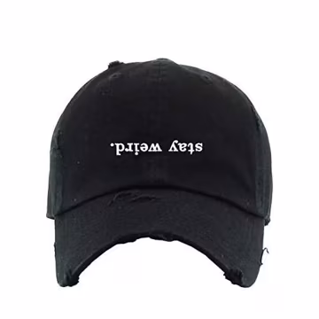 Stay Weird Vintage Baseball Cap Embroidered Cotton Adjustable Distressed Dad Hat