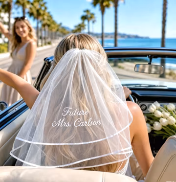 Personalized Embroidered Bride Veil Custom Future Mrs Veil Road Trip Accessory Unique Bridal Shower Gift LXY1607