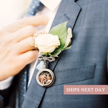 Groom Gift - Wedding Lapel Pin - Custom Photo Lapel Pin - Boutonniere Photo Charm - Lapel Pin with Pictures - Memorial Pin for Groom