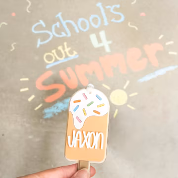 Popsicle Summer Bag Tag Personalized Beach Tote Name Tag Kids Backpack Tag Beach Tote Charm Pool Party Ideas Custom Name Beach Tag
