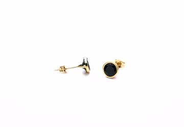 Black Moissanite Bezel Stud Earrings 14K Solid Gold, Round Black Moissanite Screw Back Earrings, Solitaire Bezel Earrings, Gift for Her