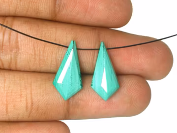 AAA Quality Natural Malachite Gemstone Kite Shape Faceted Cabochons Green Colour Loose Beads Pair Gemstones.