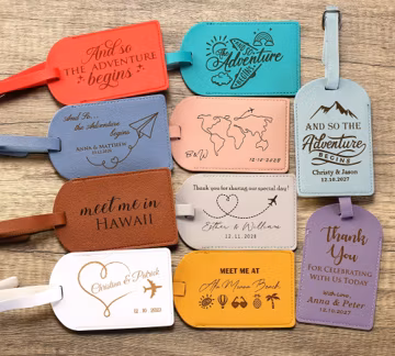 Set of 10 Bulk Personalized Wedding Favors for Guests, Custom Couple Luggage Tags, Bridal Shower Gift, Party Favors, Business Promotional