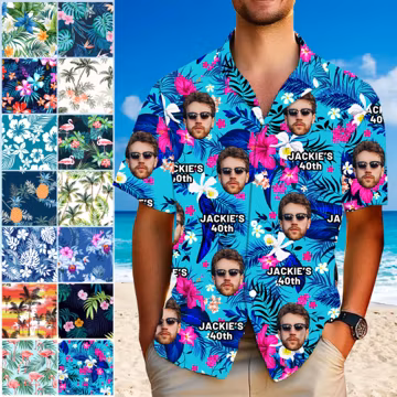 Custom Birthday Hawaiian Shirt with Face: Personalized Birthday Party Group Shirt