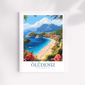 Ölüdeniz Turkey Travel Poster: Beach Wall Art