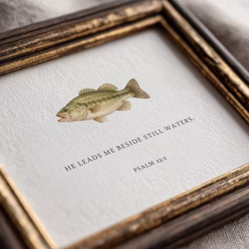 Psalm 23:2 He lead me besides still waters, fish bible verse print, fishing boys room, Nursery bible verse wall art,nursery fishing wall art