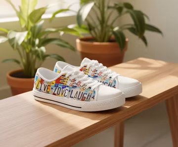 License Plate Low Top Canvas Shoes: Live Love Laugh Sneakers Gift