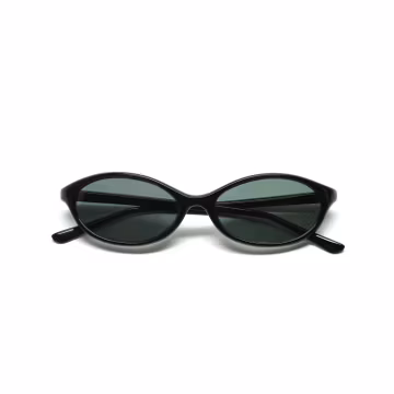 Authentic 1990s Mod Black Oval Narrow Frame Sunglasses