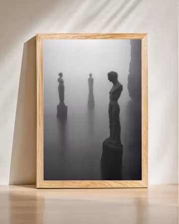 Misty Sculpture Print, Dark Fantasy Wall Art, Minimalist Gothic Style, Gothic Aesthetic, Atmospheric Photography Print, Digital Download