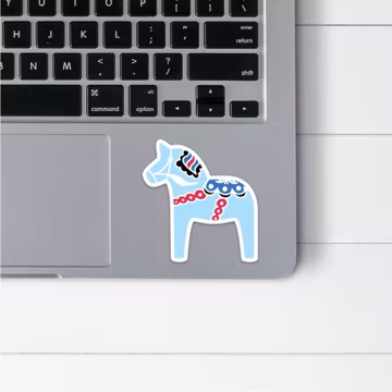 Dala Horse Sticker | Swedish Horse Laptop Decals | Traditional Scandinavian Folk Art Sticker for Car Window | Midsummer Dala Horse Gift