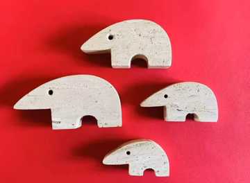 Animal Sculpture Family set animali in travertino di Rapolano Design Enzo Mari F.lli MANNELLI 1970