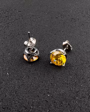 Small Round Studs, Yellow Studs Womens Earrings, Womens Patterned Stud Earrings, High Quality Studs, Yellow Studs For Men, Boho Women Studs