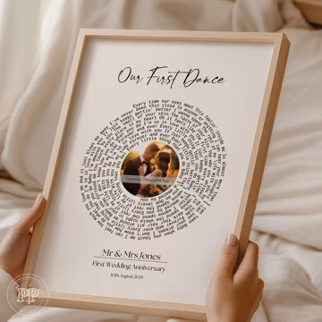 Personalised Wedding Song Gift, First Anniversary Gift, Lyric Print, First Dance Gift, Gift for Wife, Custom Lyric Print