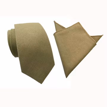 Khaki Skinny Tie with matching pocket square, Men's Skinny Tie, Mens Tie, Khaki Wedding Tie, Grooms Skinny Tie, Groomsmen Ties