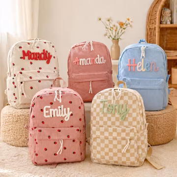 Personalized Corduroy Backpack/ Custom Name Kids School Bag/Toddler Preschool Backpack/Daycare Backpack/Back to School Gift for Boys & Girls