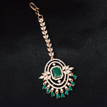 Green CZ Mang Tika: Rose Gold Indian Bridal Jewelry