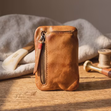 Handmade Vegetable Tanned Leather Coin Purse for Coins Cards Keys, Leather Mini Wallet, Perfect Birthday Christmas Gift for Men Women