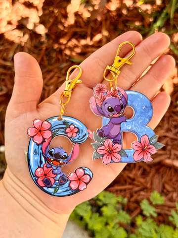 Bag Charm Stitch Letter: Disney Castle, Disney Inspired Accessories, Monogram Keychains, Handmade, Acrylic Keychain