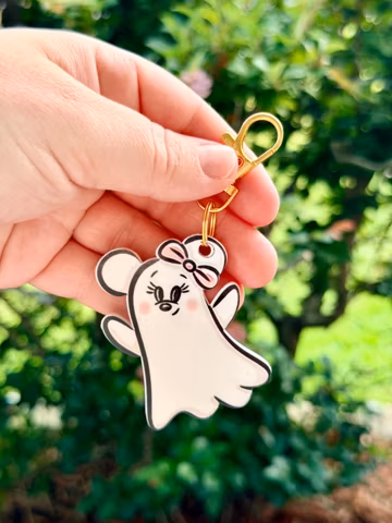 Bag Charm Cutie Ghost: Disney Halloween, Haunted Mansion, Monogram Keychains, Handmade, Acrylic Keychain