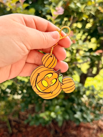 Bag Charm Mickey Pumpkin: Disney Halloween, Handmade, Acrylic Keychain