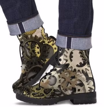 Steampunk Vegan Leather Combat Boots: Custom Made-to-Order