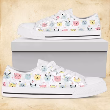 Cat Pattern Sneakers: Women's Painted Vintage Style Shoes