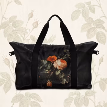 Still Life Roses Travel Duffel Handbag, Vegan Leather Shoulder Bag for Women, Unique Custom Gift