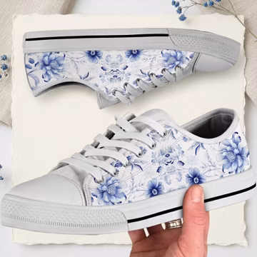 Floral Sneakers: Women's Low Top Canvas Shoes