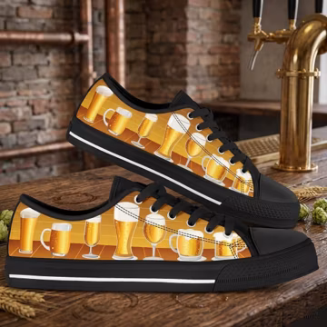 Beer Design Sneakers: Custom Lace Low Top Shoes