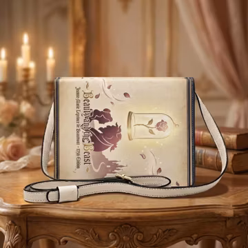 Beauty and the Beast Book-Shaped Crossbody Bag – Romantic Faux Leather Purse