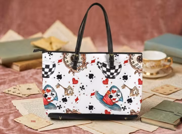 Alice in Wonderland Tote Bag: Vegan Leather Weekender Bag