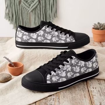 Elephant Print Women's Sneakers: Custom Casual Shoes