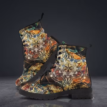 Printed Vegan Leather Combat Boots: Custom Festival Ankle Boots