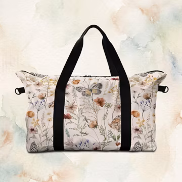 Watercolor Butterfly Travel Handbag, Vegan Leather Shoulder Bag for Women, Unique Custom Gift
