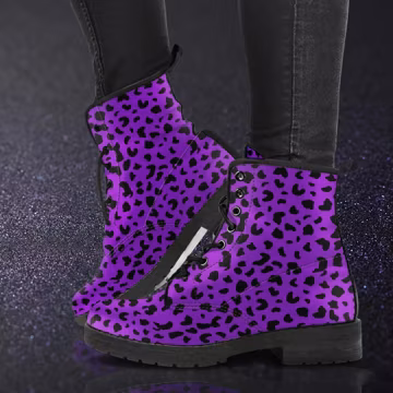 Leopard Print Vegan Leather Boots: Deep Violat Custom Ladies Shoes