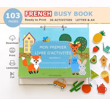 French Busy Book Printable, Kids Quiet Book Toddler, Learning Binder, Preschool Activities, Homeschool Resources PDF, livret activité enfant