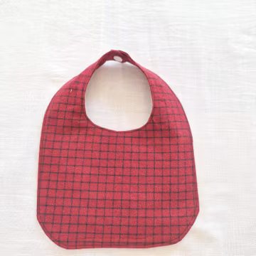 Handmade Baby Bib Plaid Red Gingham Flannel Drool Bib checked Farmhouse Baby Accessories Rustic Baby Shower Gift Cozy Winter Baby Bib Gift