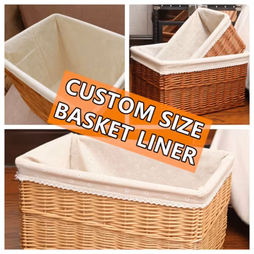 Custom size fabric basket liner, multiple styles and colors, detachable and washable, home decor (PLEASE READ DESCRIPTION before order)