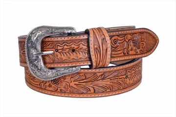 Personalized Handmade Tooled Leather Western Belt: Floral Design, Removable Buckle