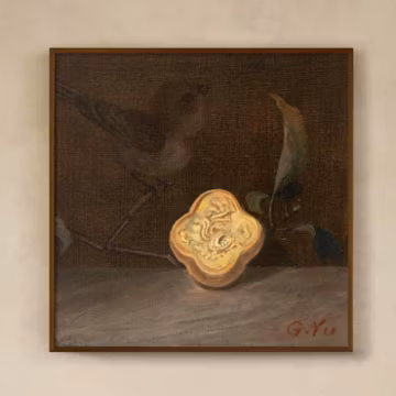 Original Dragon Mooncake Oil Painting: Old Masters Style Still Life Art, NOT A PRINT