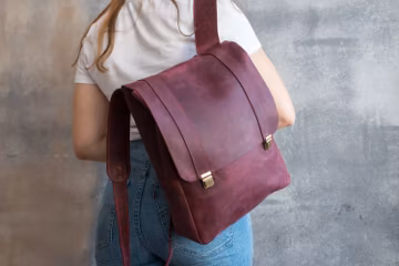 Handmade Leather Laptop Backpack: Personalized Women's Bag (11.8x14.5")