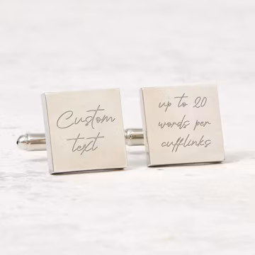 Custom Text Engraved Cufflinks Personalised Gift for Him Dad Husband Boyfriend Grandpa Wedding Father’s Day Birthday Christmas Anniversary