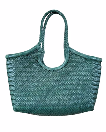 Handwoven Genuine Leather Ladies Hobo Bag - MONALISA - FOREST GREEN