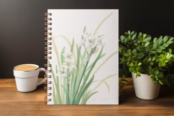 Narcissus Spiral Notebook | Dotted Botanical Journal | White Daffodil Watercolor Stationery | Garden Lover Gift