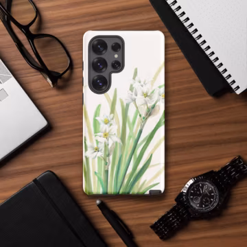 Narcissus Samsung Phone Case | Botanical Watercolor Case | White Daffodil Floral Cover | Garden Lover Gift